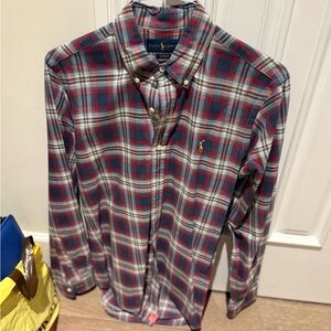 Ralph Lauren Men's Blue and Red Plaid Shirt